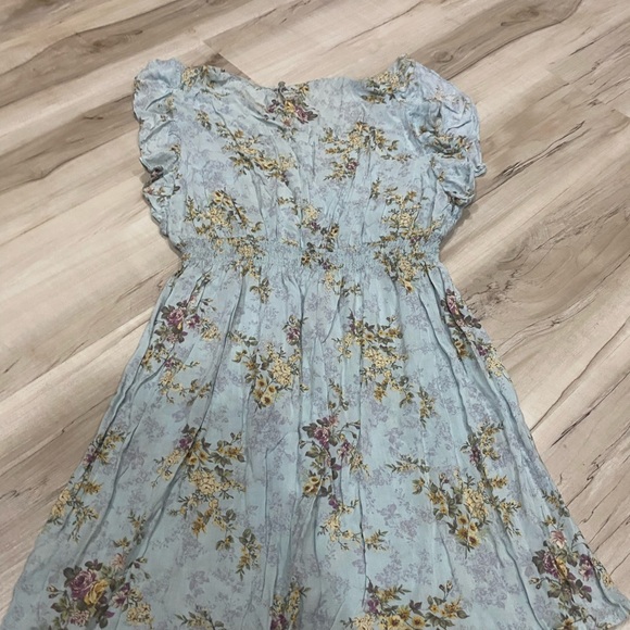 Mine Floral Cottagecore Dress Women’s Large Smocked Waist Ruffle Sleeve Boho - Picture 5 of 6